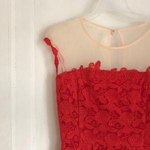 Anthro red orange floral dress size 2